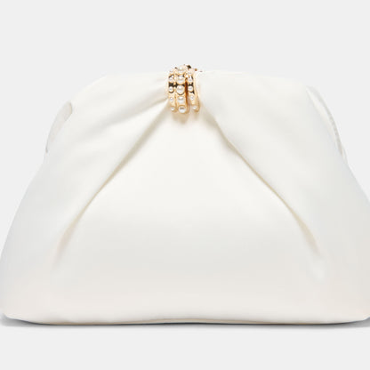 GLEAM CLUTCH WHITE SATIN