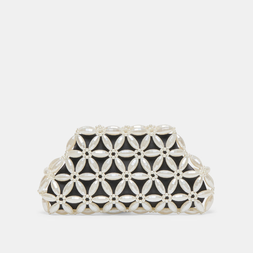MARLOW CLUTCH BLACK SATIN PEARL