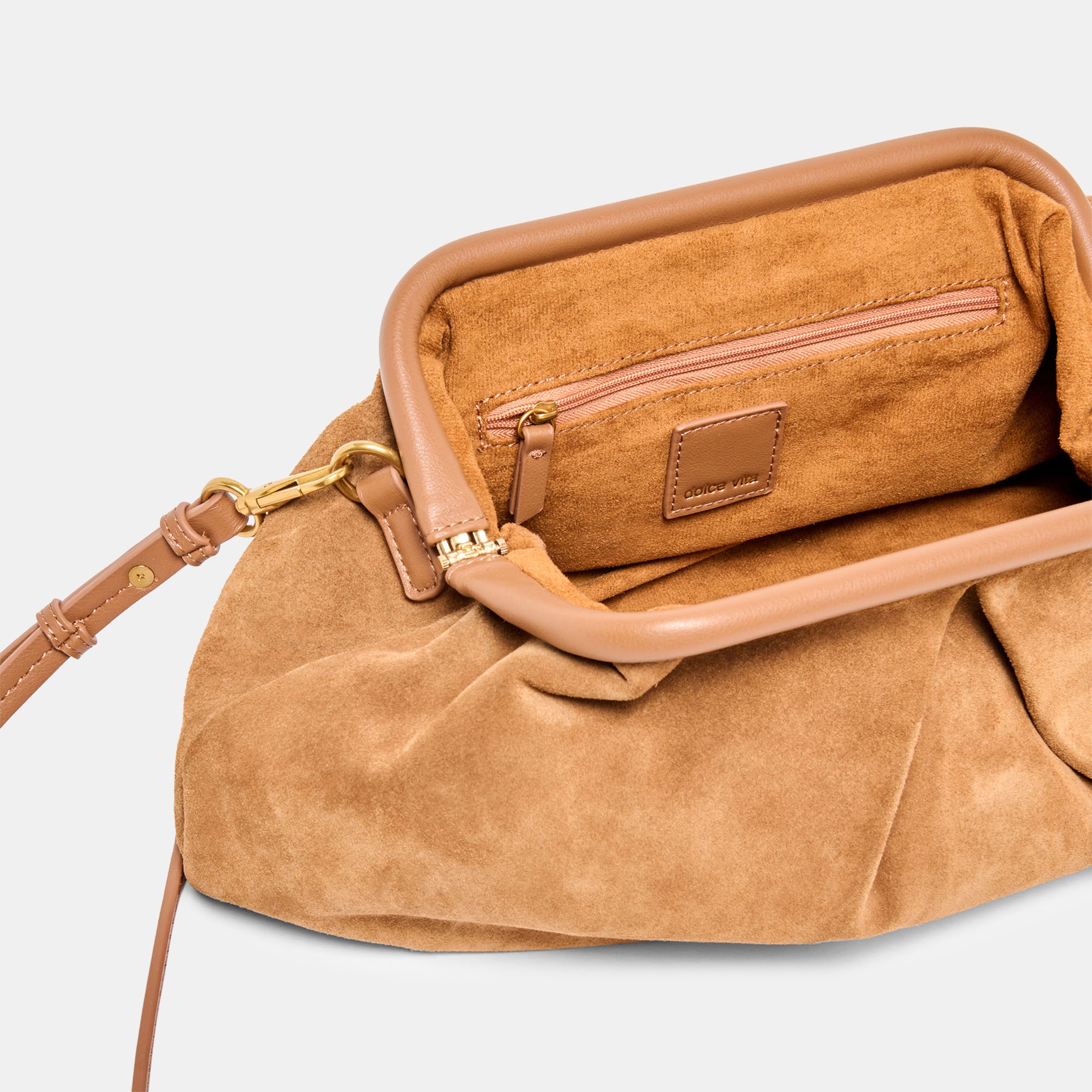 SAHARA CLUTCH COGNAC SUEDE