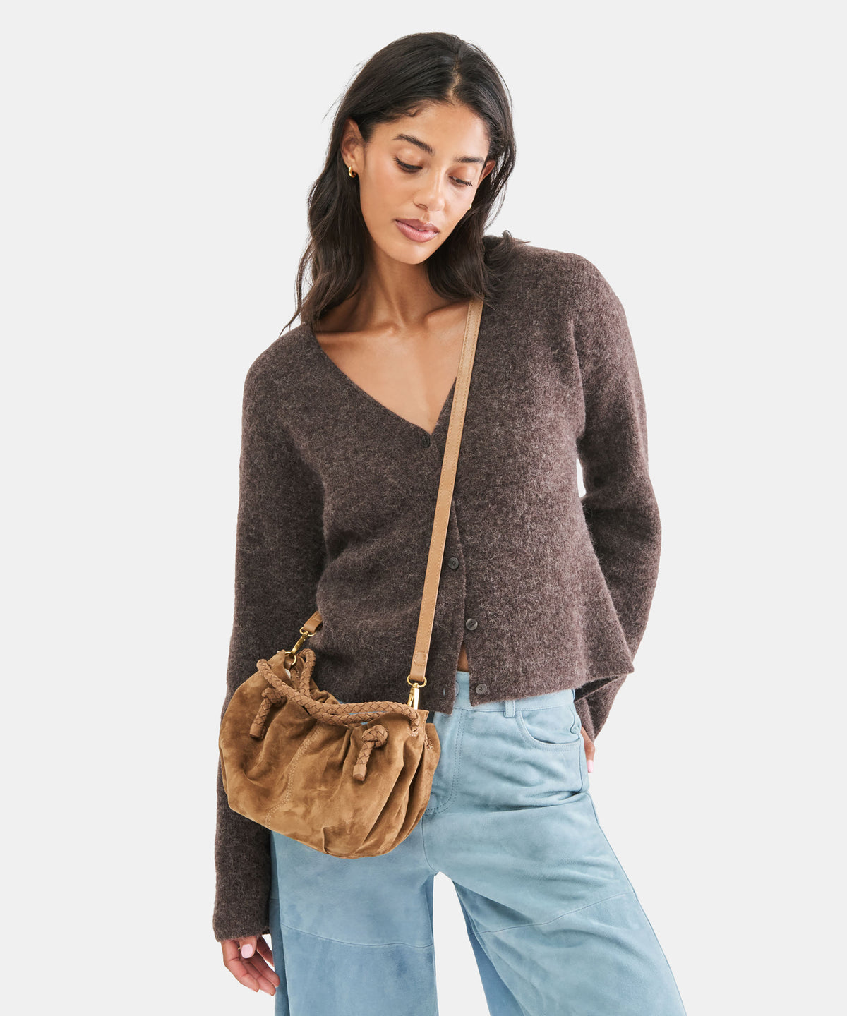 COCOA CROSSBODY DARK TAN SUEDE - view 4