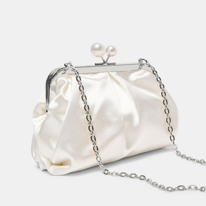 KENDALL CLUTCH WHITE SATIN
