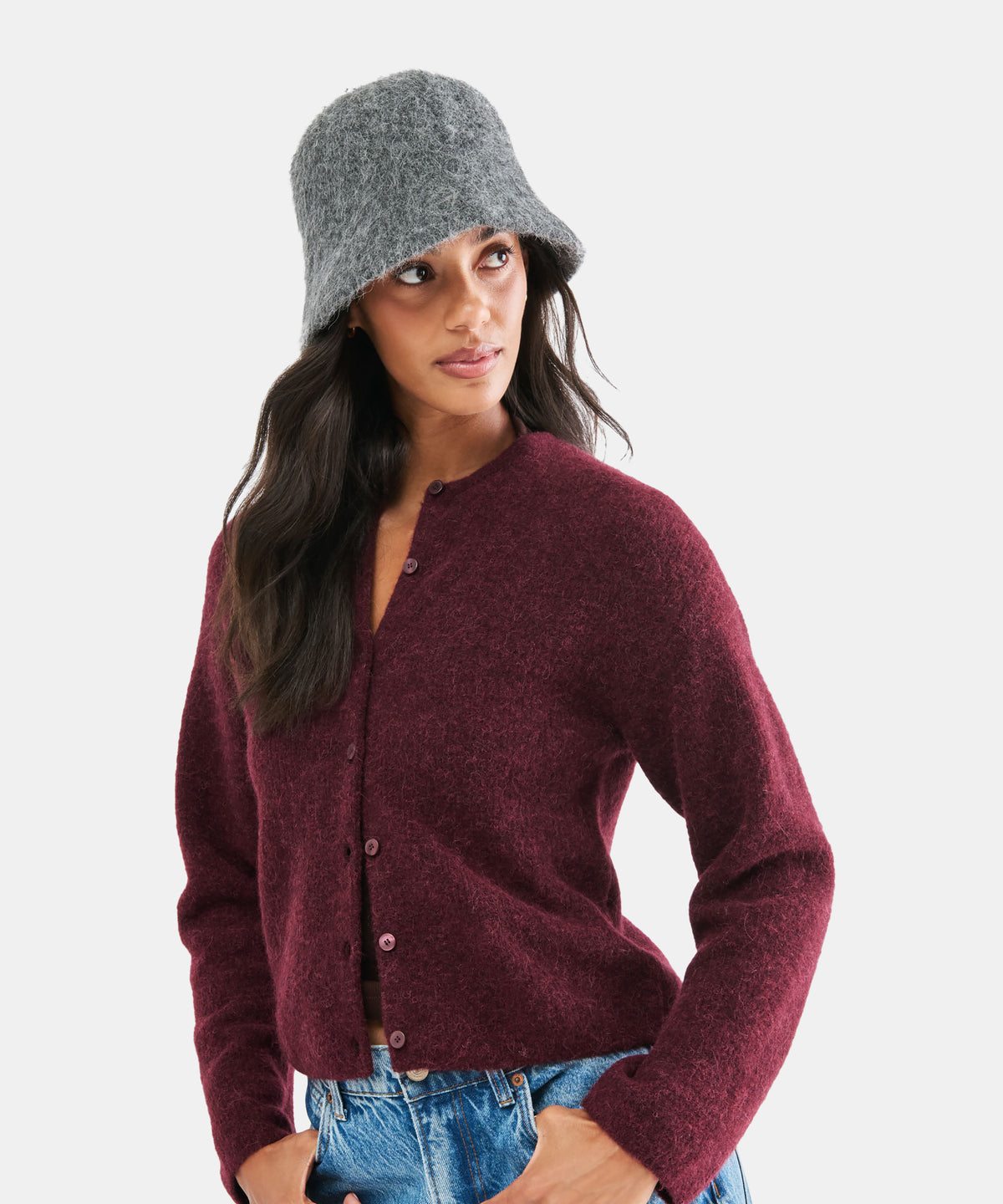 EYELASH BUCKET HAT DARK HEATHER GREY - view 2