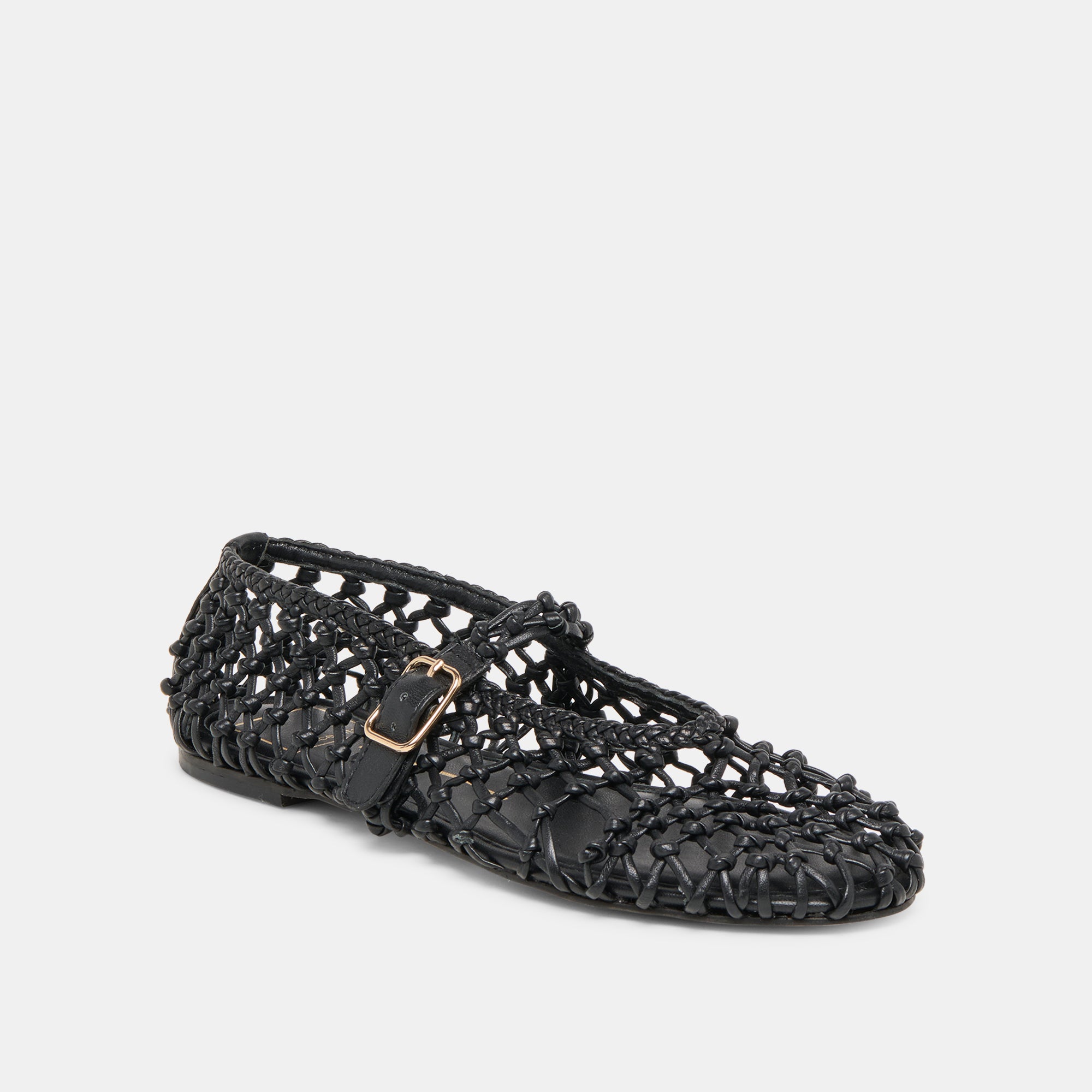 CLAIR BALLET FLATS BLACK WOVEN LEATHER