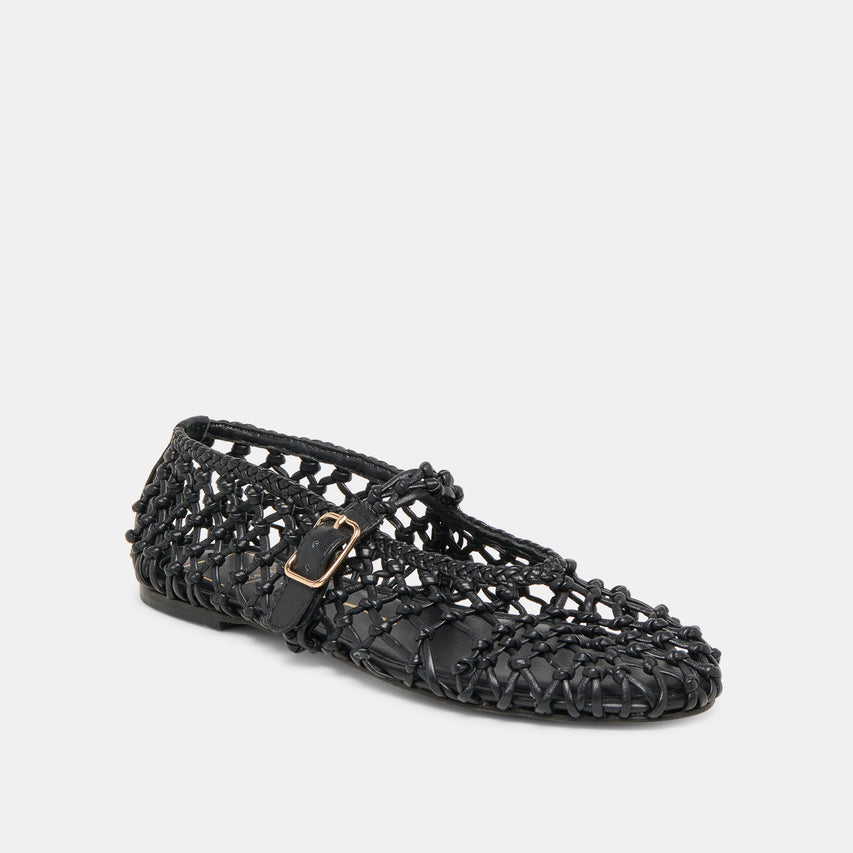 CLAIR BALLET FLATS BLACK WOVEN LEATHER