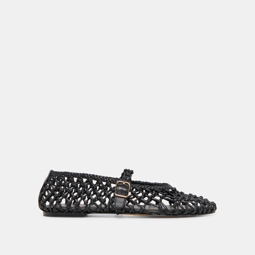 CLAIR BALLET FLATS BLACK WOVEN LEATHER