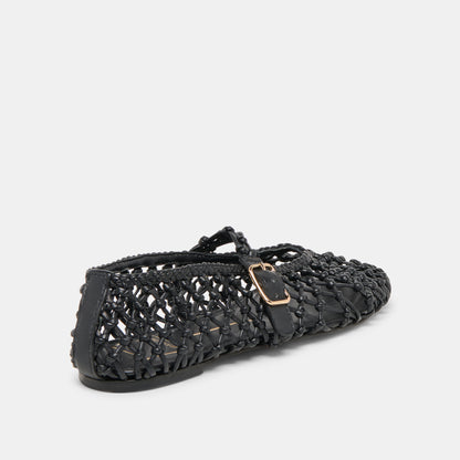 CLAIR BALLET FLATS BLACK WOVEN LEATHER