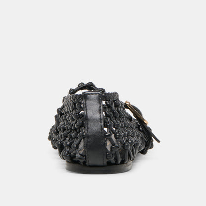 CLAIR BALLET FLATS BLACK WOVEN LEATHER