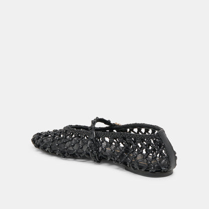 CLAIR BALLET FLATS BLACK WOVEN LEATHER