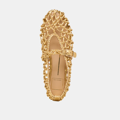 CLAIR BALLET FLATS GOLD WOVEN LEATHER