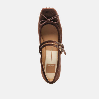 GIBSEN BALLET FLATS CHOCOLATE VELVET