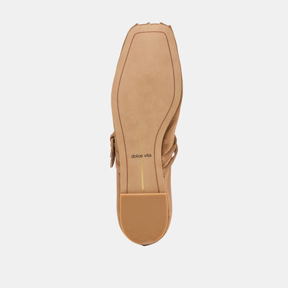 GIBSEN BALLET FLATS MID BROWN SATIN