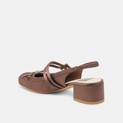 LORIS HEELS MAHOGANY SATIN