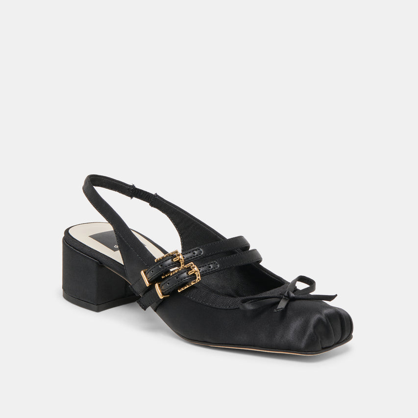 LORIS HEELS ONYX SATIN