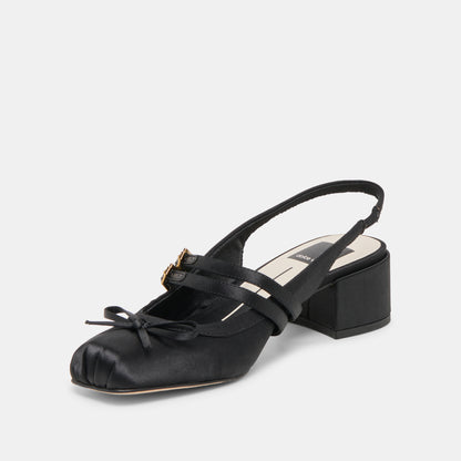 LORIS HEELS ONYX SATIN
