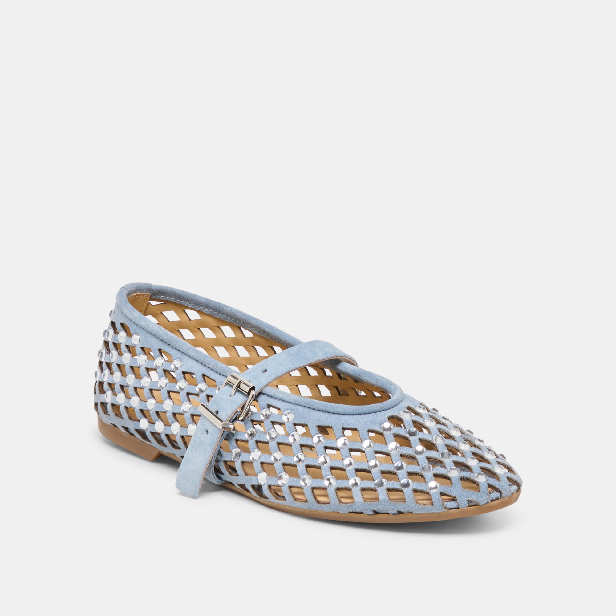 MAVIN RHINESTONE BALLET FLATS BLUE SUEDE - view 2