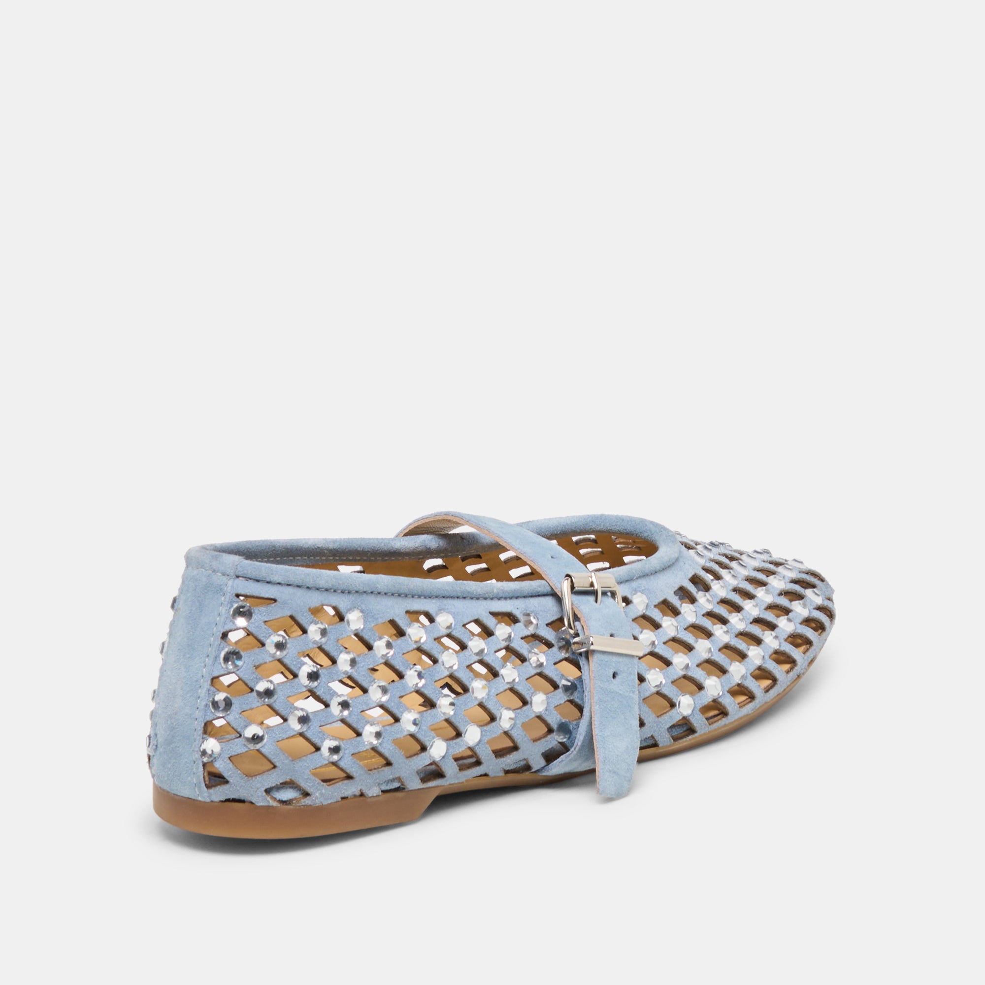 MAVIN RHINESTONE BALLET FLATS BLUE SUEDE - view 3