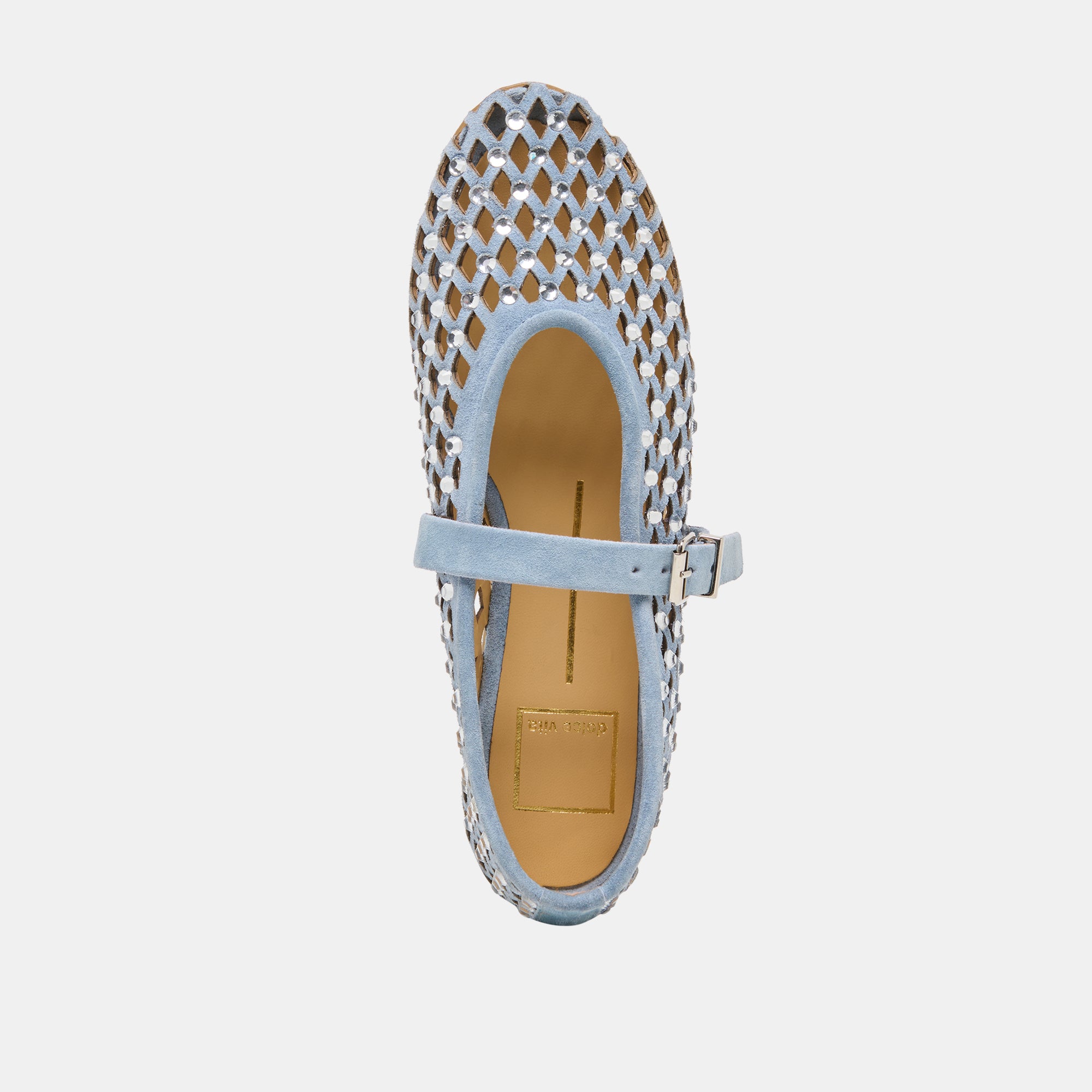 MAVIN RHINESTONE BALLET FLATS BLUE SUEDE - view 9