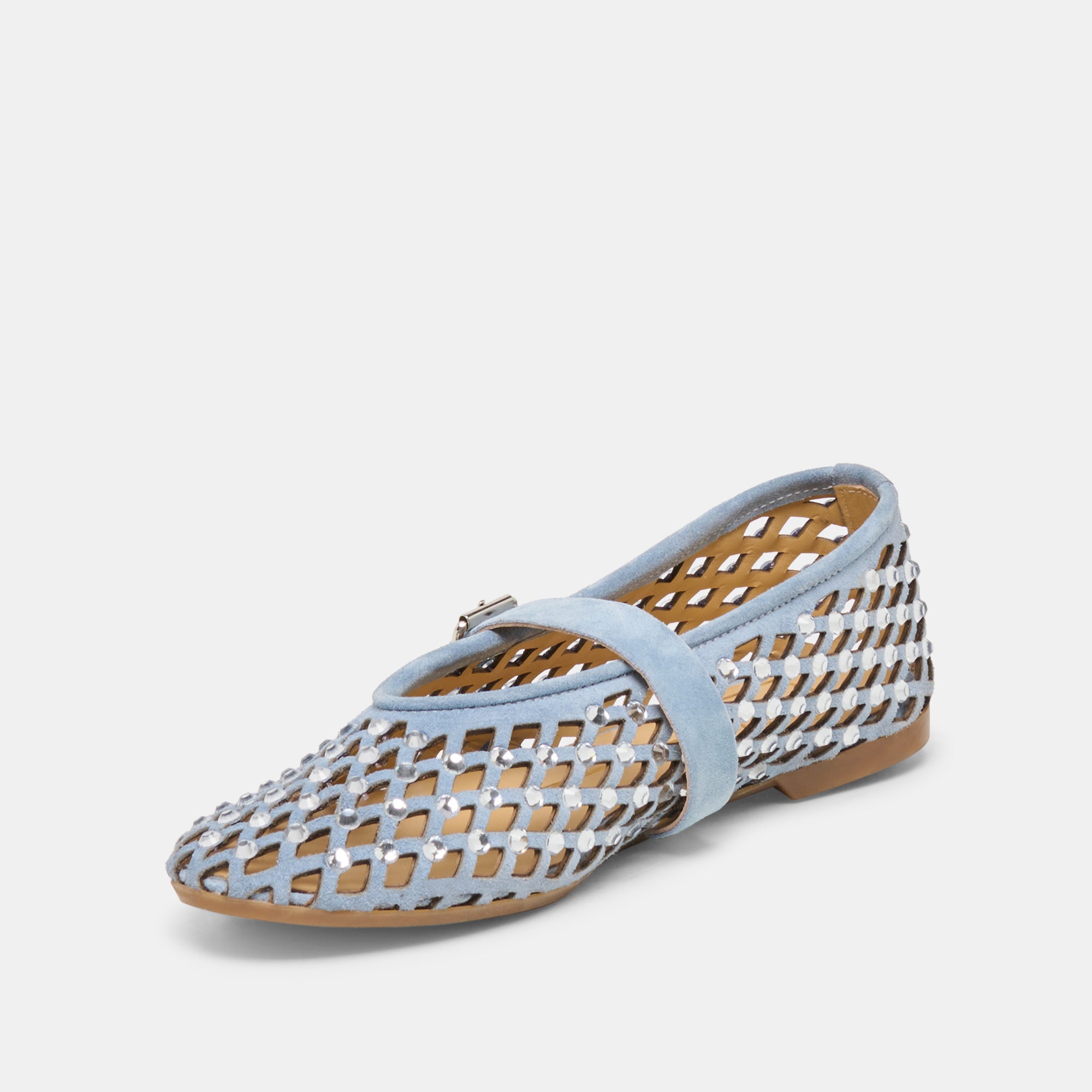 MAVIN RHINESTONE BALLET FLATS BLUE SUEDE - view 4