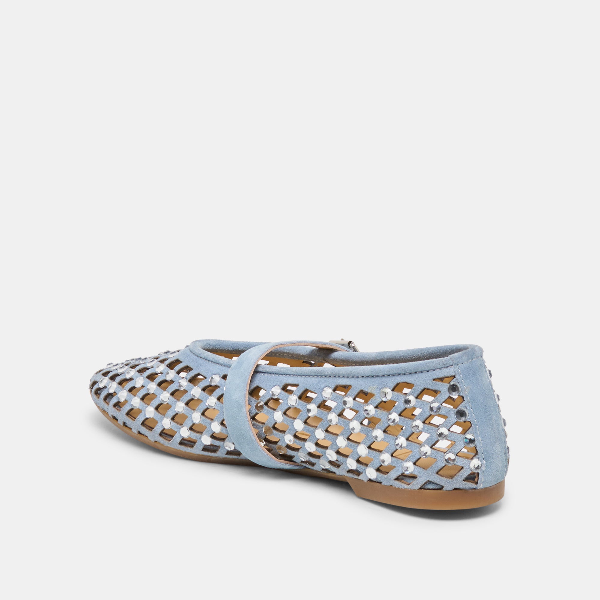 MAVIN RHINESTONE BALLET FLATS BLUE SUEDE - view 5