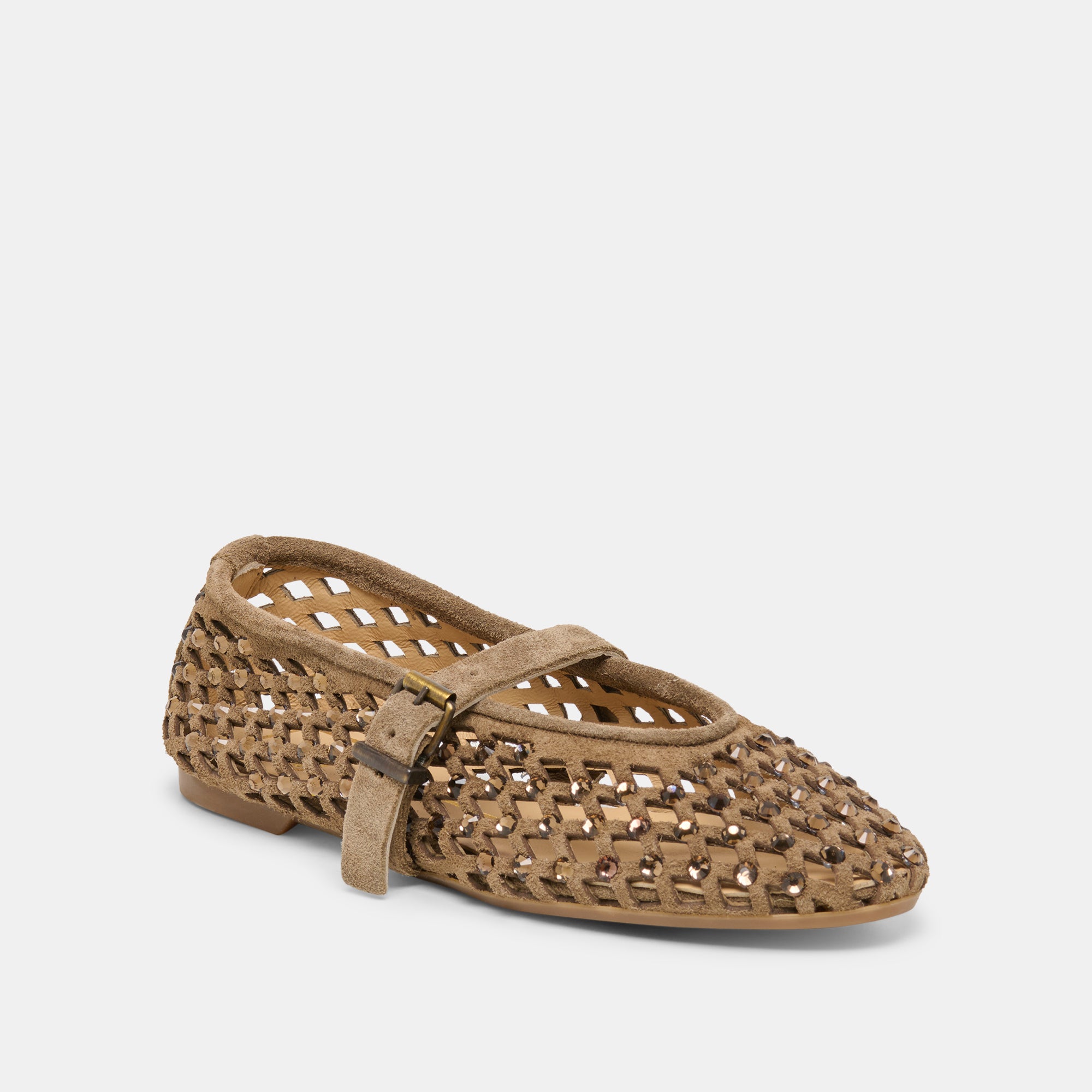 MAVIN RHINESTONE BALLET FLATS TAUPE SUEDE - view 2