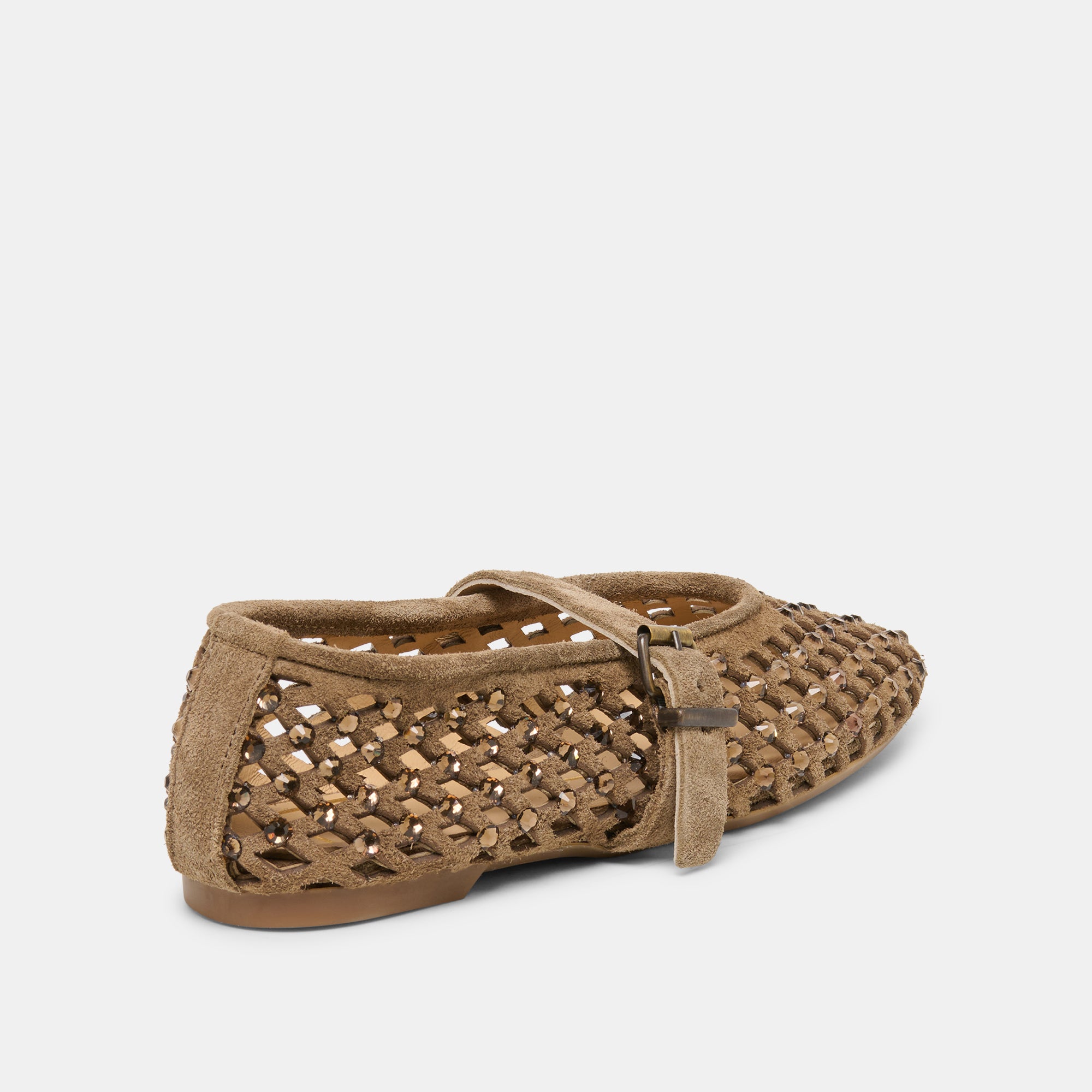 MAVIN RHINESTONE BALLET FLATS TAUPE SUEDE - view 3