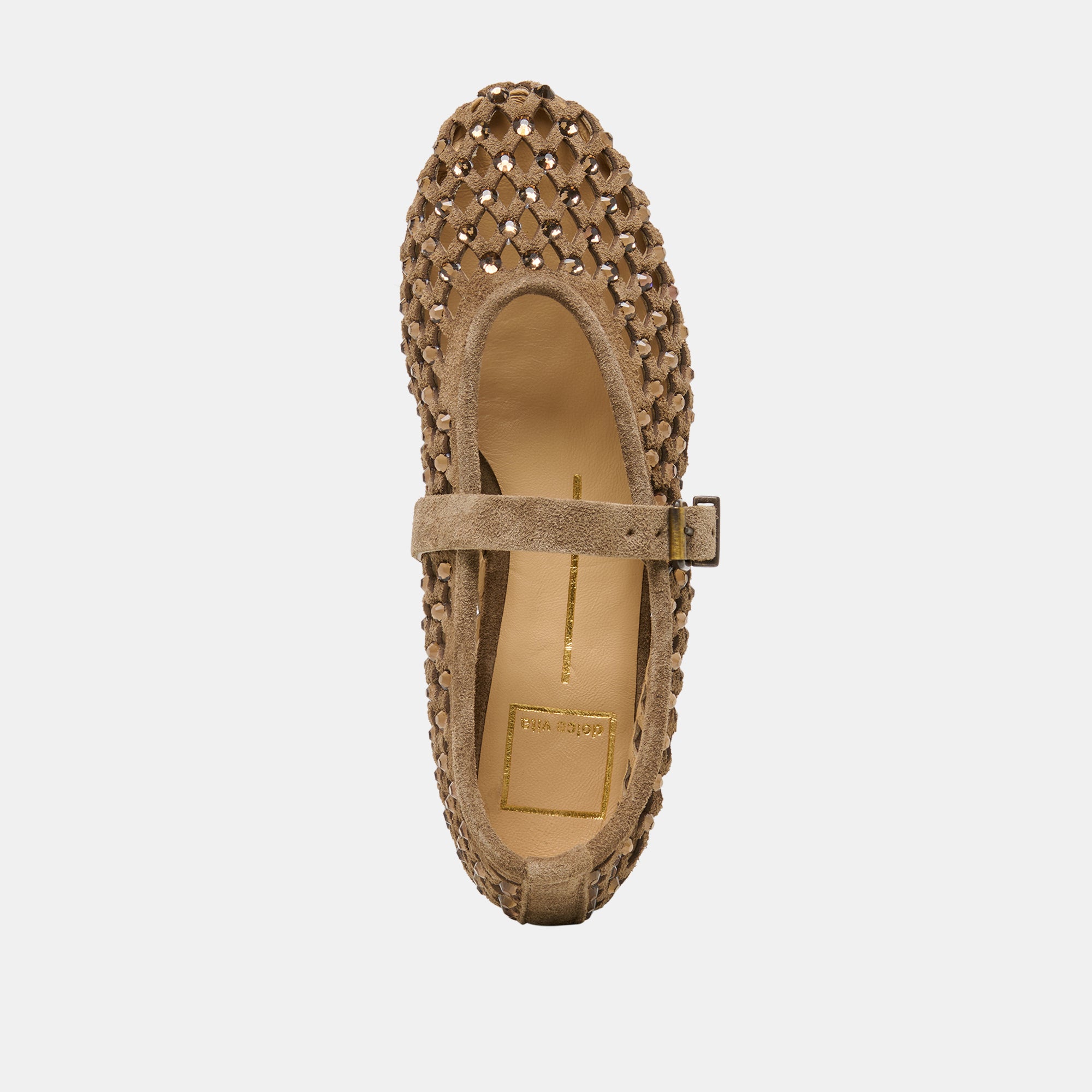 MAVIN RHINESTONE BALLET FLATS TAUPE SUEDE - view 9