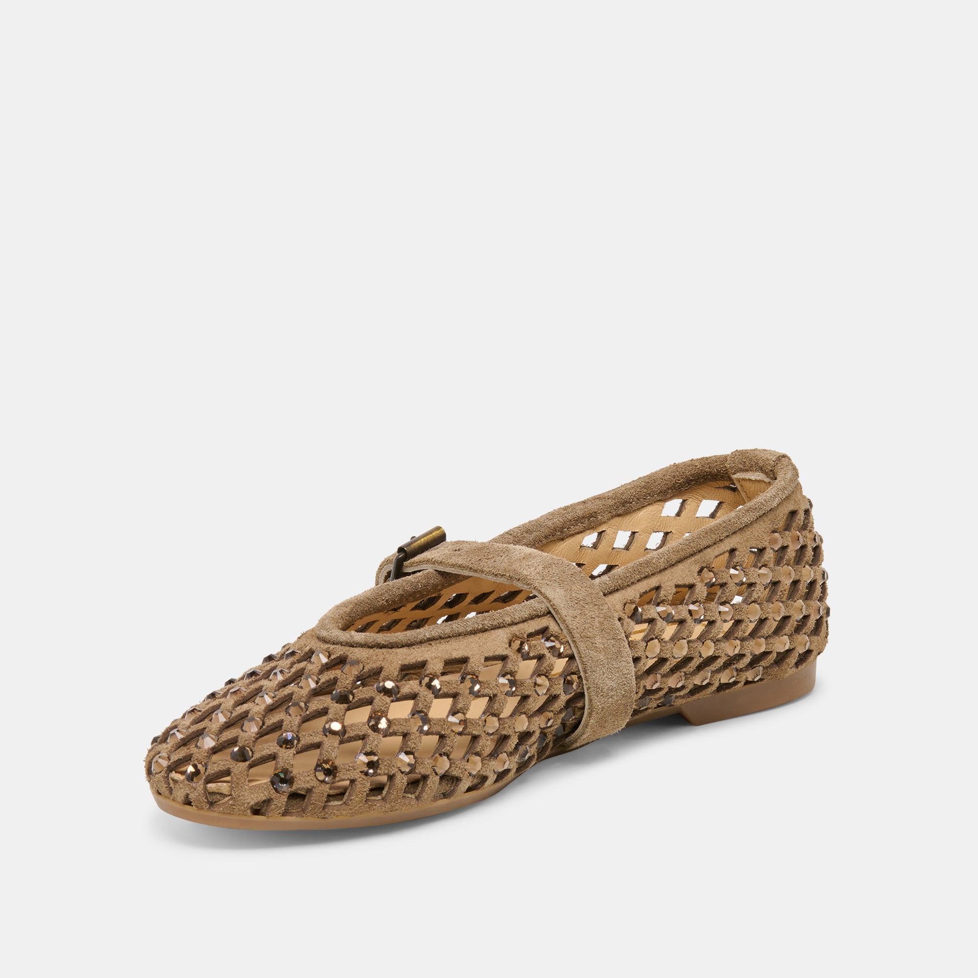 MAVIN RHINESTONE BALLET FLATS TAUPE SUEDE - view 4