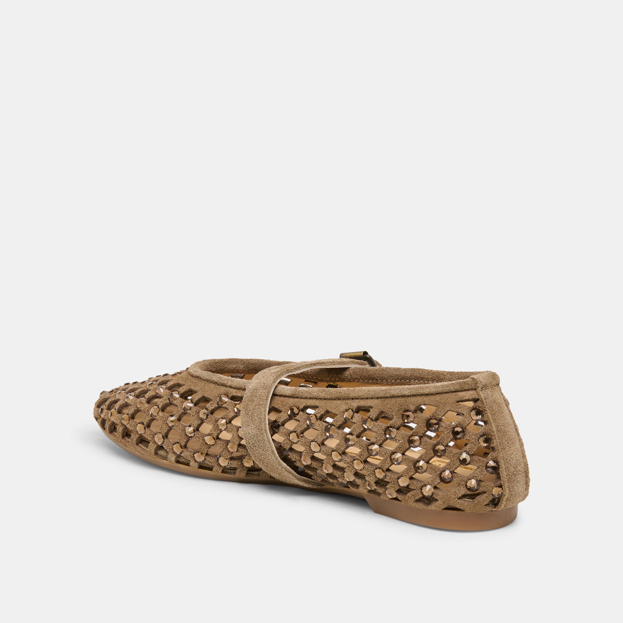 MAVIN RHINESTONE BALLET FLATS TAUPE SUEDE - view 5