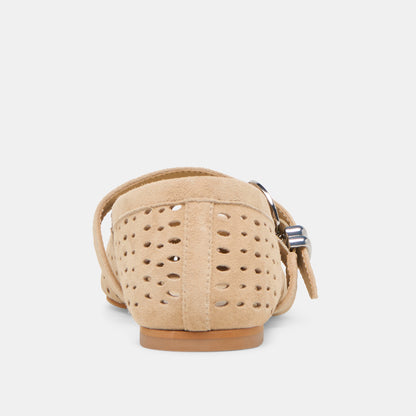 MIKEL BALLET FLATS CAMEL PERFORATED SUEDE