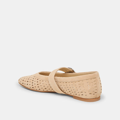 MIKEL BALLET FLATS CAMEL PERFORATED SUEDE