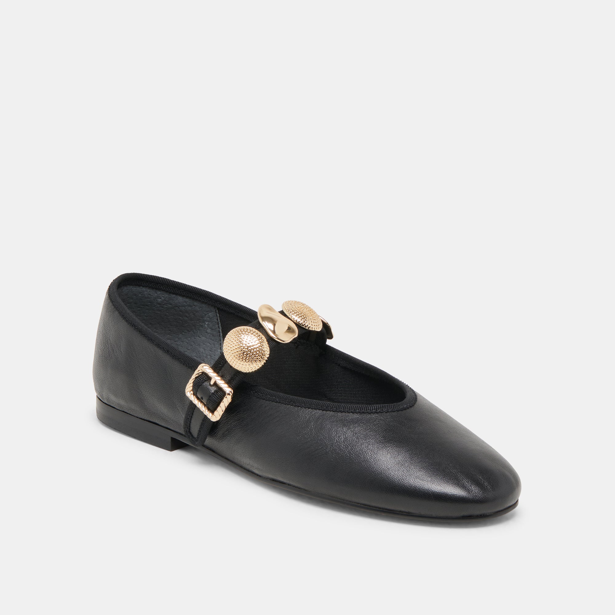 RELAN WIDE BALLET FLATS BLACK LEATHER - view 2