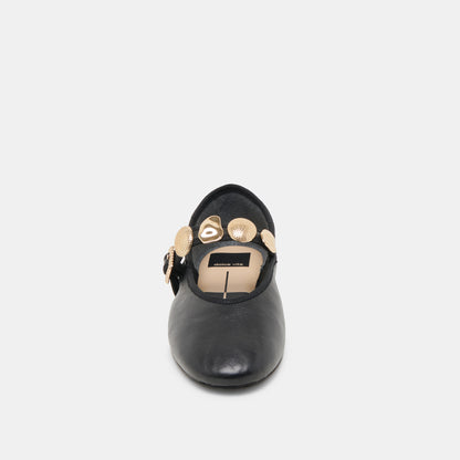 RELAN WIDE BALLET FLATS BLACK LEATHER