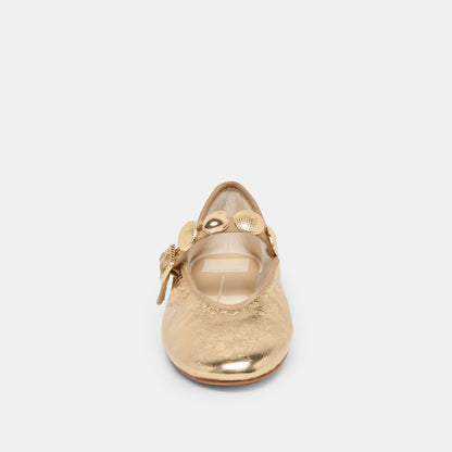 RELAN BALLET FLATS GOLD DISTRESSED LEATHER