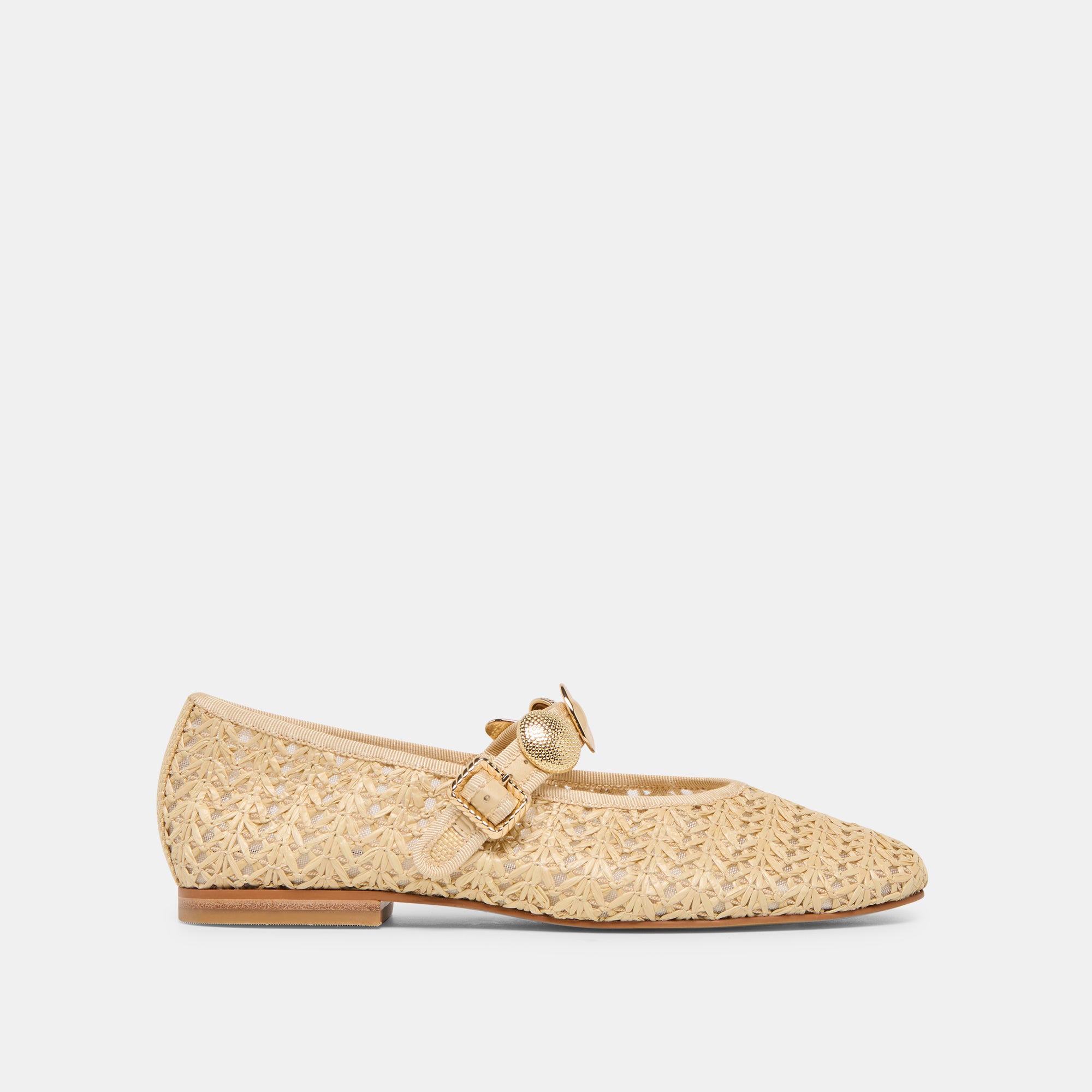 RELAN BALLET FLATS NATURAL CROSS HATCH RAFFIA