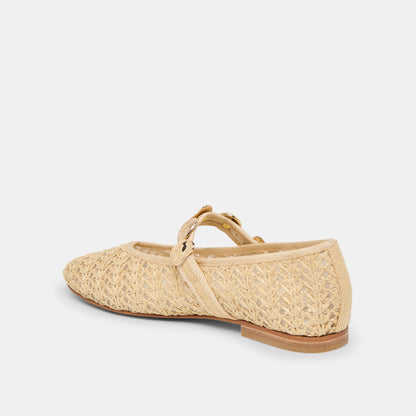 RELAN BALLET FLATS NATURAL CROSS HATCH RAFFIA