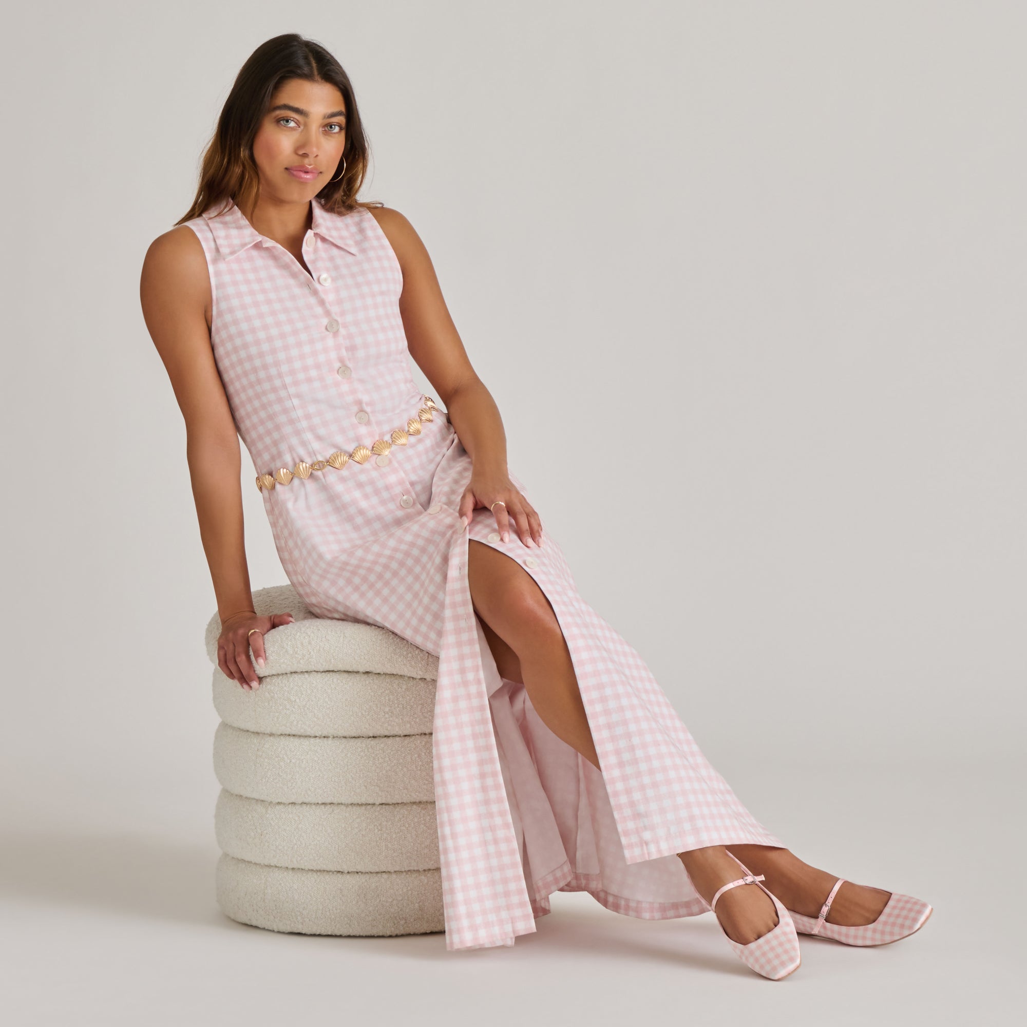 REYES X BYRDIE GOLF BALLET FLATS PINK PLAID GINGHAM - view 5