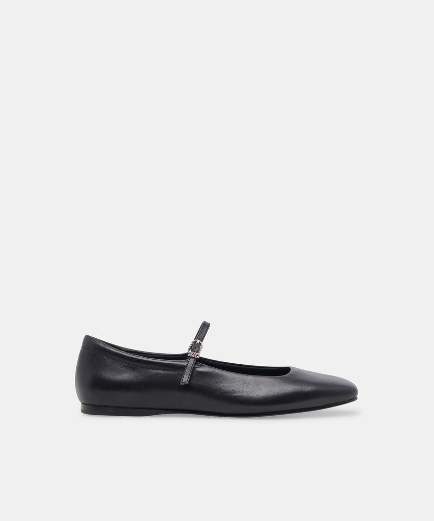 REYES Wide Width Black Leather Mary-Jane Ballet Flats | Dolce Vita