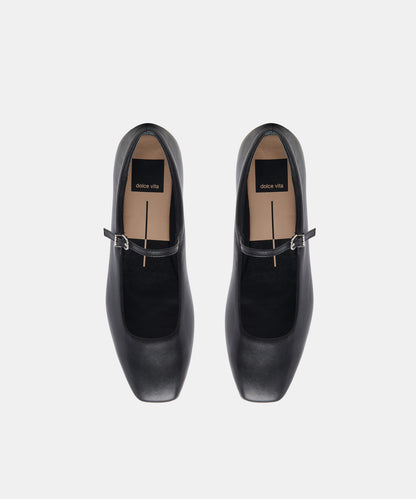 REYES BALLET FLATS BLACK LEATHER