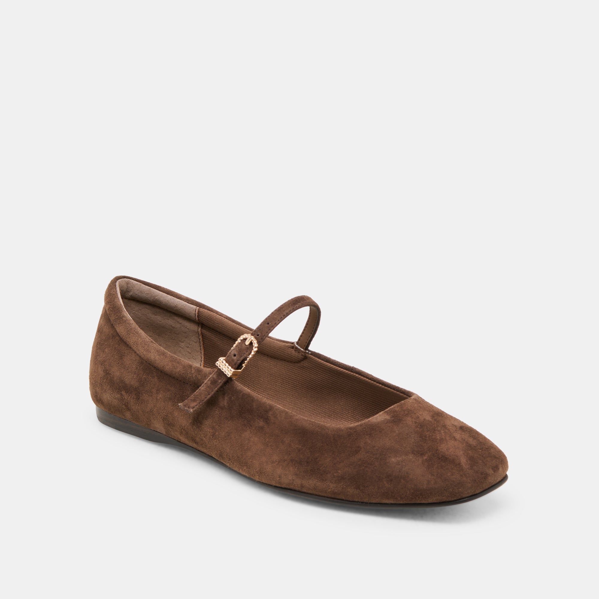 REYES WIDE BALLET FLATS DK BROWN SUEDE - view 2