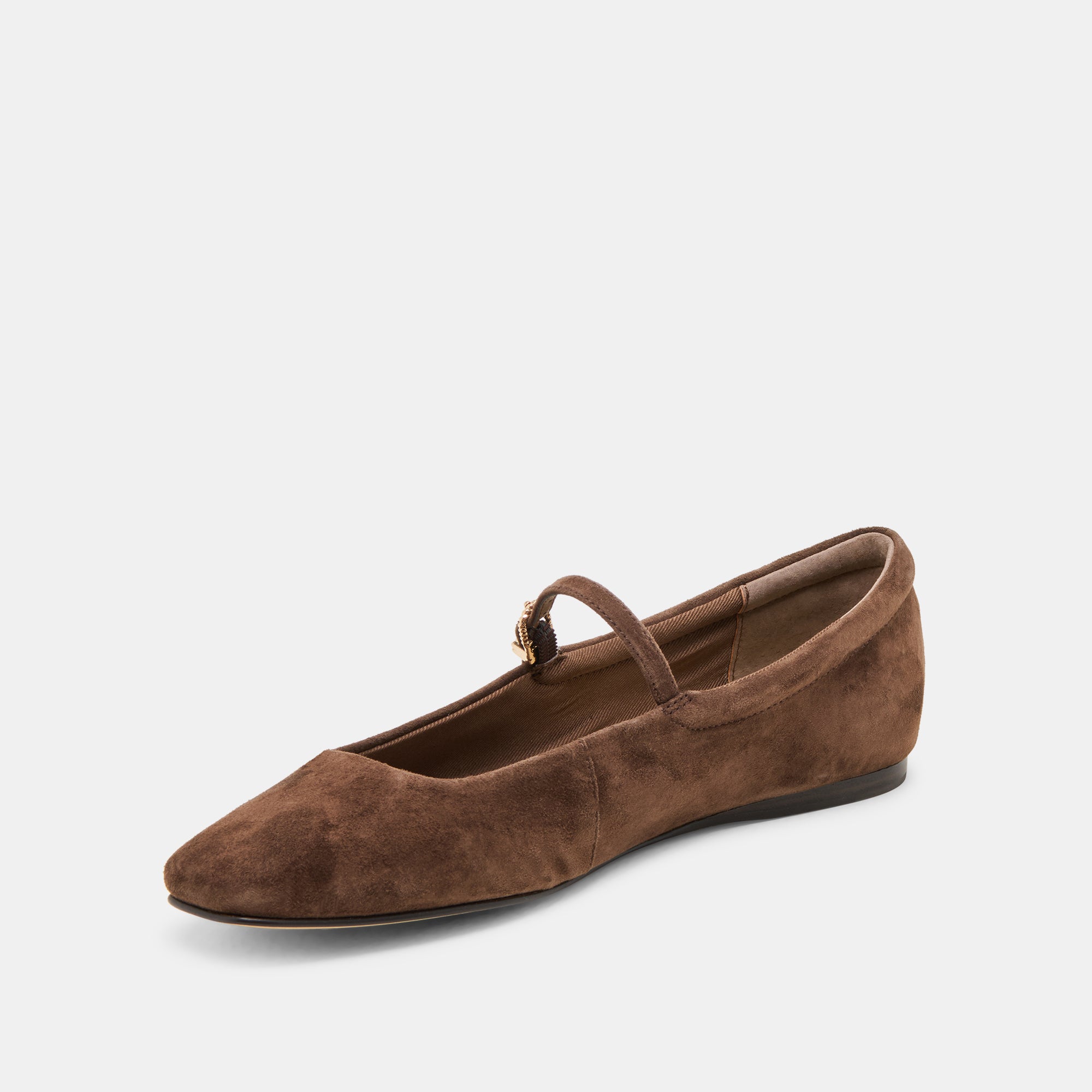 REYES WIDE BALLET FLATS DK BROWN SUEDE - view 4