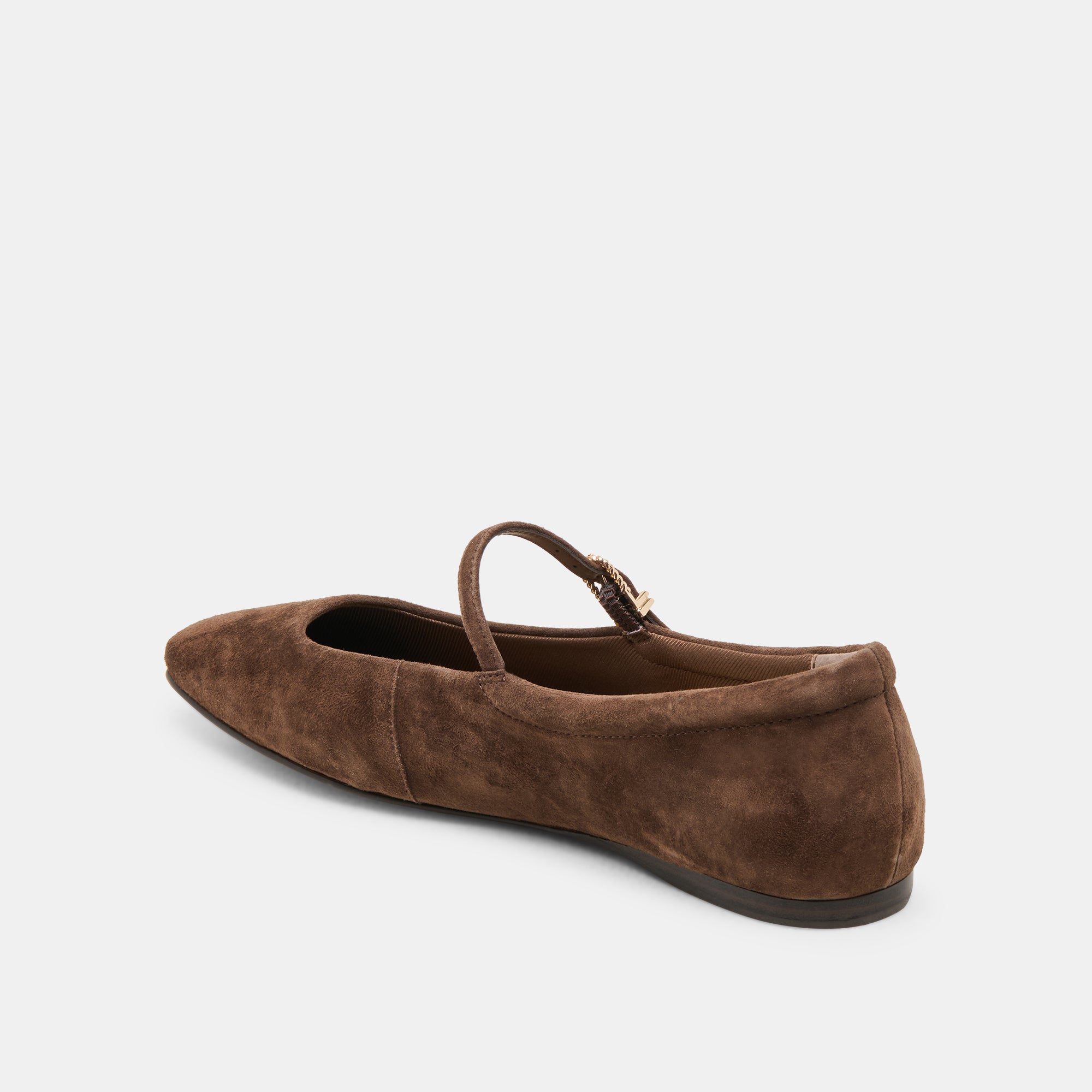 REYES WIDE BALLET FLATS DK BROWN SUEDE - view 5
