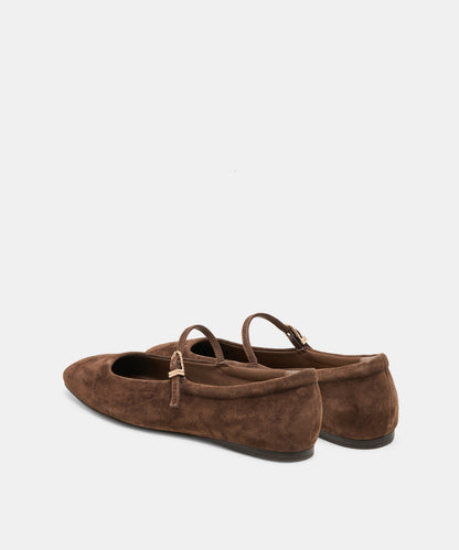 REYES BALLET FLATS DK BROWN SUEDE