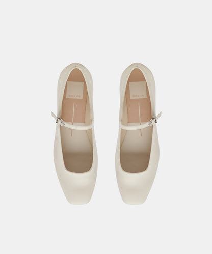 REYES WIDE BALLET FLATS IVORY LEATHER