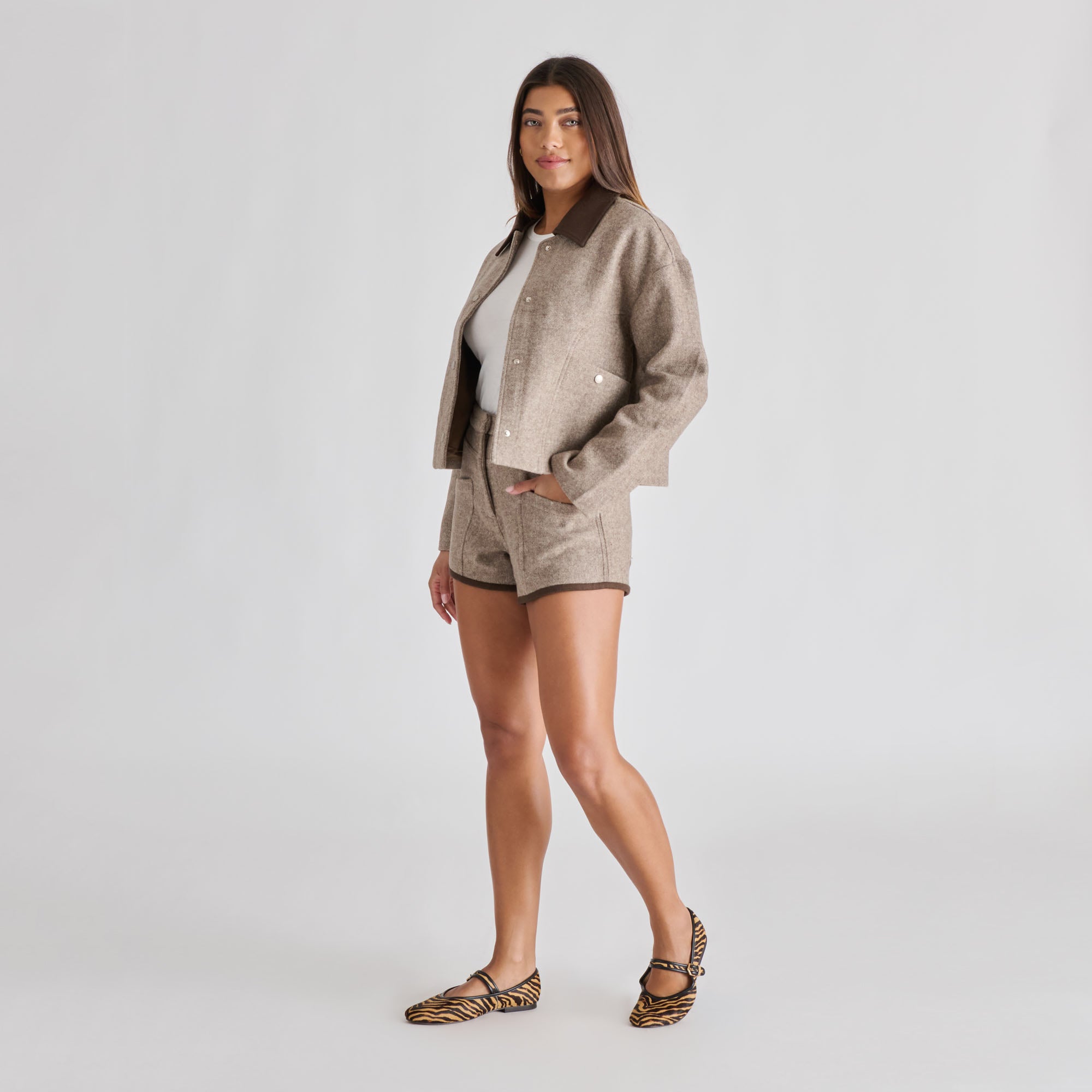 ROSLYN BALLET FLATS TIGER CALF HAIR