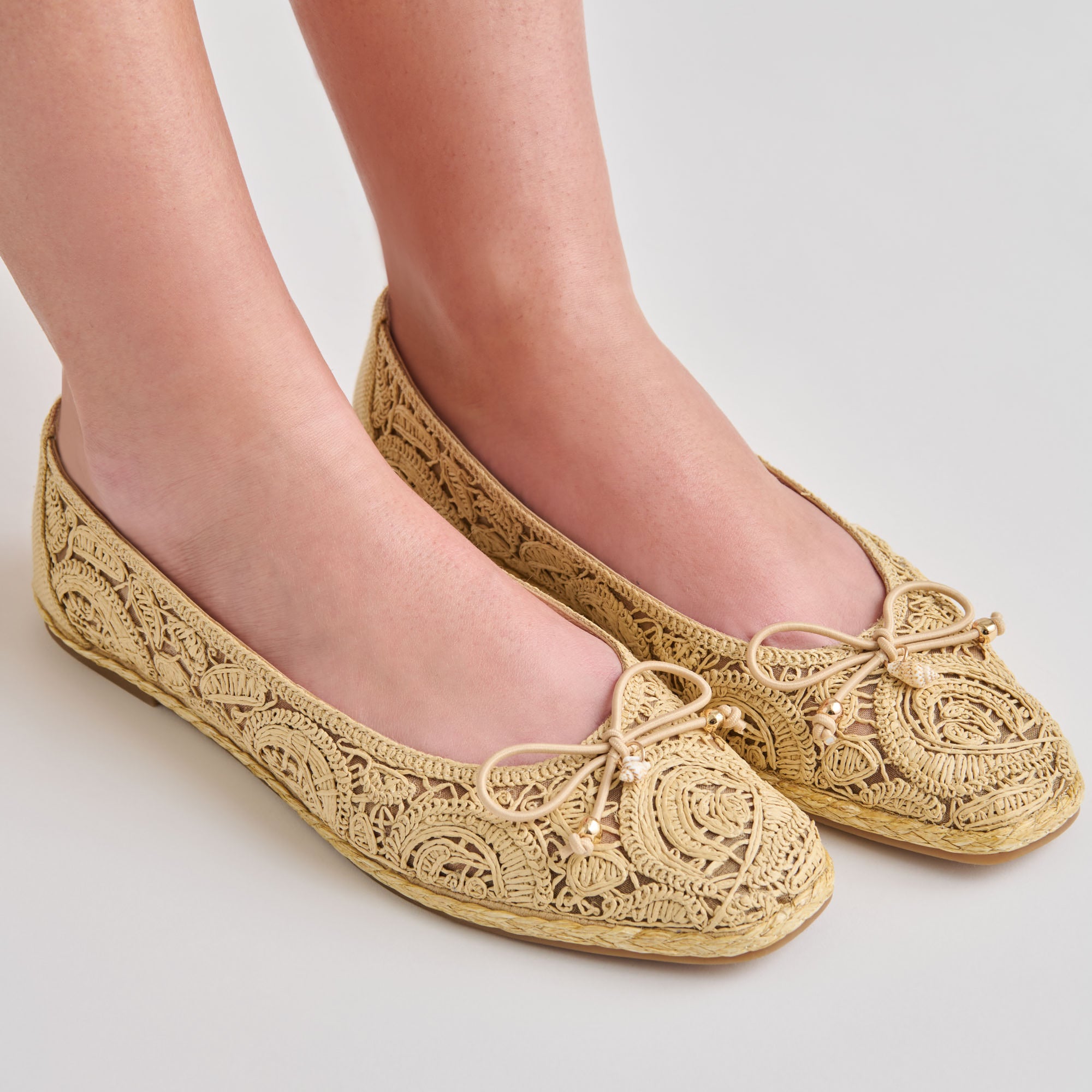 TIANNA BALLET FLATS LT NATURAL RAFFIA LACE - view 2