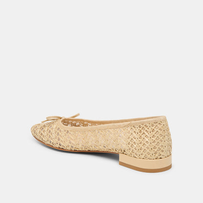 ULICIA BALLET FLATS LT NATURAL CROSS HATCH RAFFIA