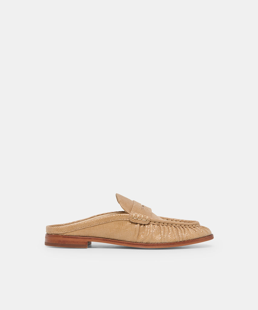 BETZY Latte Embossed Suede Closed-Toe Slip-On Loafers | Dolce Vita
