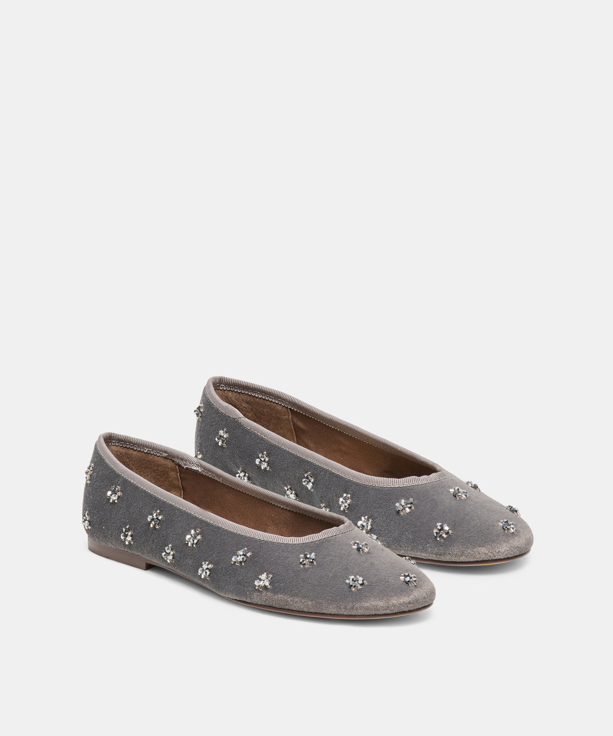 CALIA VELVET BALLET FLATS GREY VELVET - view 3