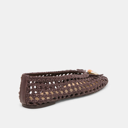 CASON BALLET FLATS DK BROWN WOVEN LEATHER