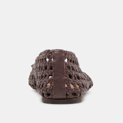 CASON BALLET FLATS DK BROWN WOVEN LEATHER